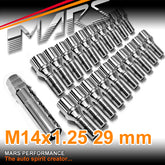 Chrome Mars Performance wheels M14 x 1.25 29mm ultra slim 7 spline Lock Bolts Set 20 pcs with Key